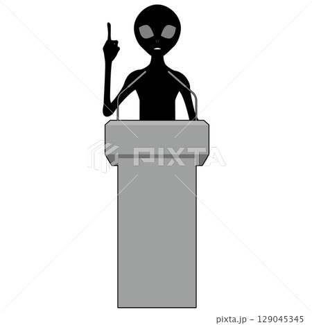 演台でスピーチするエイリアン④ 129045345