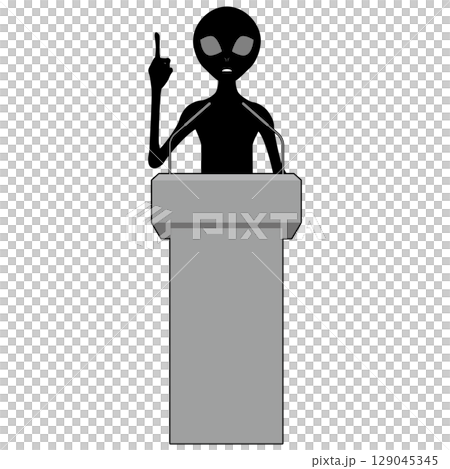 演台でスピーチするエイリアン④ 129045345