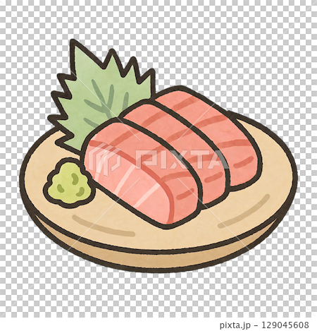 美味的生魚片設定手繪風格圖示插畫 129045608