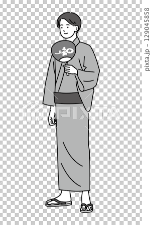 身著浴衣享受夏日的男士 129045858