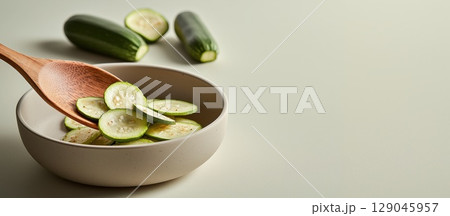 Crispy zucchini chips with garlic powder captured in ultra-realistic close-up photography 129045957