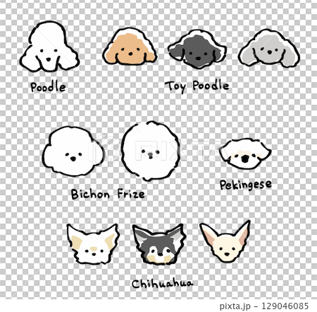 手描き風の犬セット-2 129046085