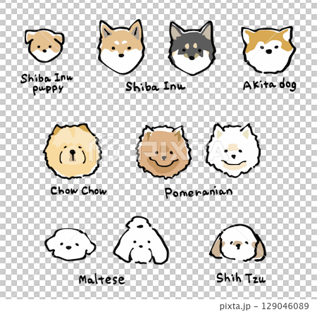 手描き風の犬セット-4 129046089