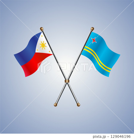 Philippines and Aruba flag. Vector Illustration 129046196