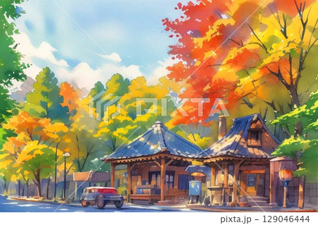 紅葉　アニメ風 129046444