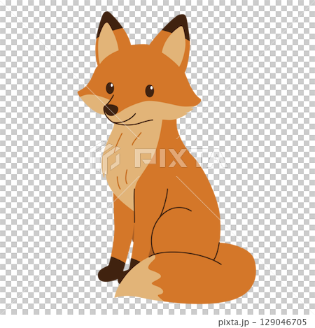一隻坐著的狐狸的插圖 一隻坐著的狐狸的插圖 129046705