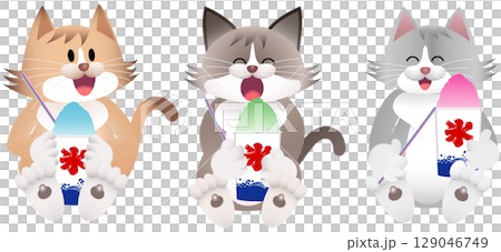 Cat eating shaved ice 129046749