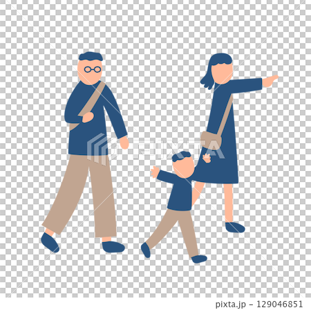 一家人過秋天的插圖 129046851