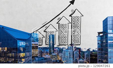 businessman hand writing on paper with graph chart and pen on city background with city buildings, skyscrapers and skyscrapers businessman hand writing on paper with graph chart and pen on city background with city buildings, skyscrapers and skyscrapers 129047261