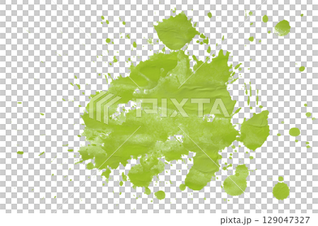 Green splash watercolor brush isolated on transparent background 129047327