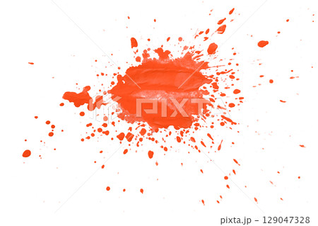 Red splash watercolor brush isolated on transparent background 129047328