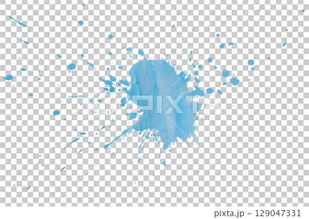 Light blue splash watercolor brush isolated on transparent background 129047331