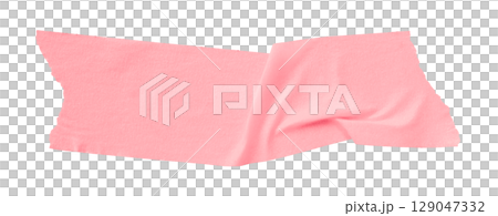 pink crumpled torn tape isolated on transparent background 129047332