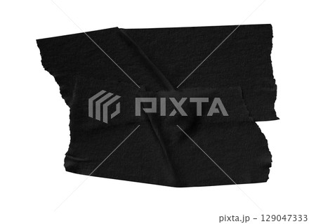 black crumpled torn tape isolated on transparent background black crumpled torn tape isolated on transparent background 129047333