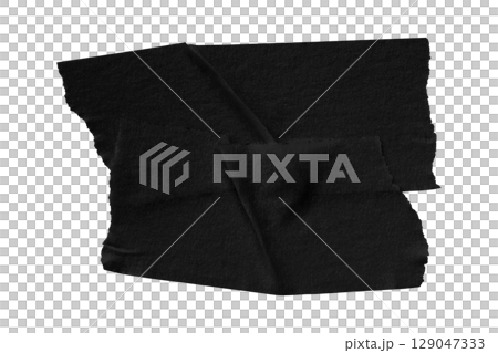 black crumpled torn tape isolated on transparent background black crumpled torn tape isolated on transparent background 129047333