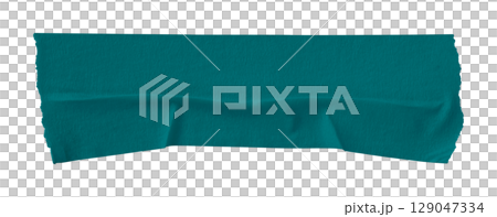 green crumpled torn tape isolated on transparent background 129047334