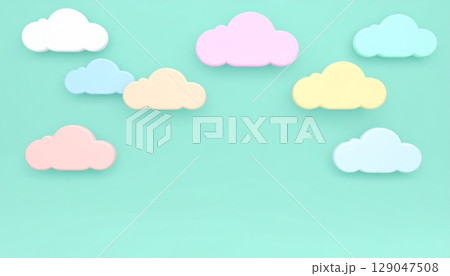 3D clouds on pastel background 3D clouds on pastel background 129047508