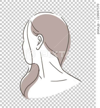 デコルテを見せた斜め後ろ向きの女性のイラスト素材 129047570