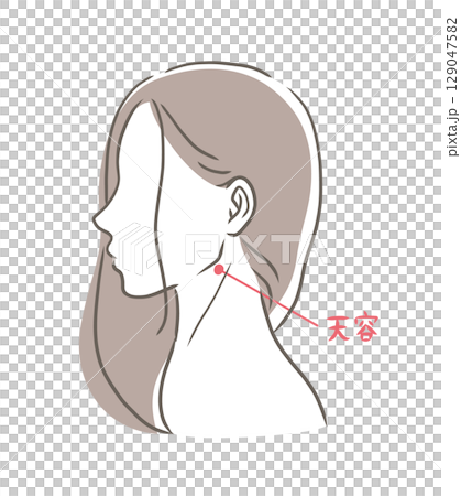 一位女性側面的半身像插圖 一位女性側面的半身像插圖 129047582