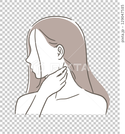 放鬆胸鎖乳突肌的女性插畫素材 放鬆胸鎖乳突肌的女性插畫素材 129047585
