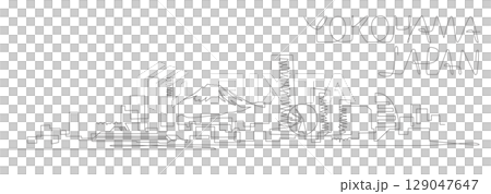 橫濱港未來地區及海濱風光（可遠眺富士山）的一幅畫。日本橫濱 129047647