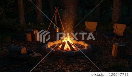 炎のリズム、森のリズム　生成AI画像 129047751