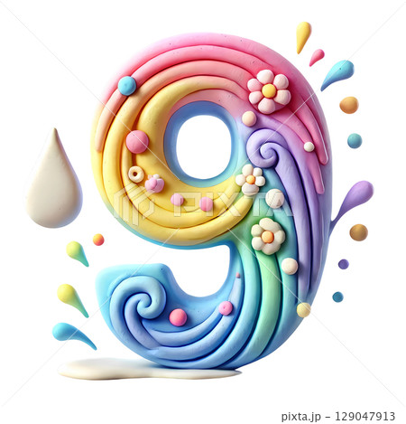 Colorful number nine 129047913
