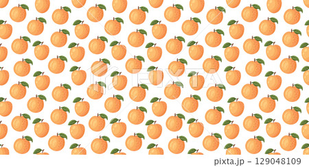 Peach pattern seamless illustration with fresh fruit design 129048109
