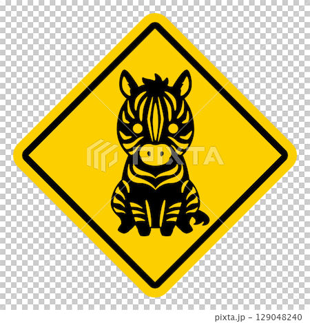 Zebra Caution Sign Illustration 129048240