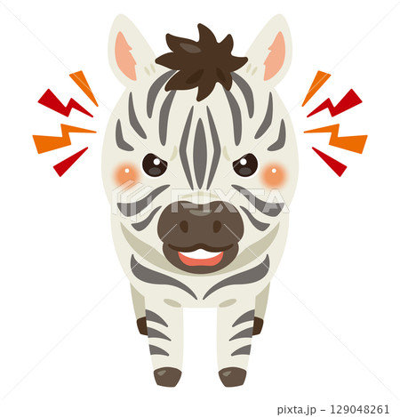 正面から見た怒るシマウマのイラスト 正面から見た怒るシマウマのイラスト 129048261