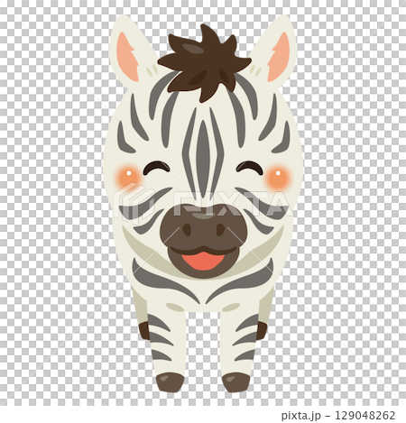 正面から見た笑顔のシマウマのイラスト 129048262
