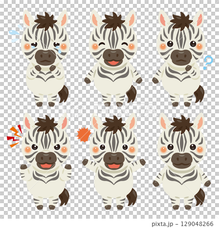 Zebra character illustration facial expression set Zebra character illustration facial expression set 129048266