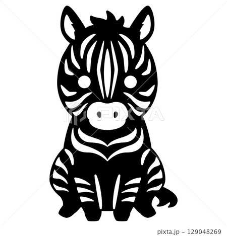 お座りしたシマウマのシルエット お座りしたシマウマのシルエット 129048269