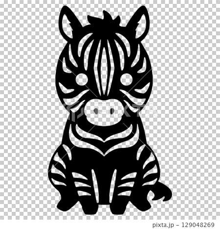 お座りしたシマウマのシルエット お座りしたシマウマのシルエット 129048269