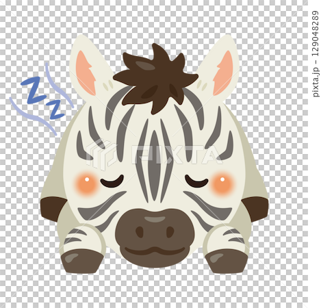 Illustration of a zebra sleeping face down 129048289