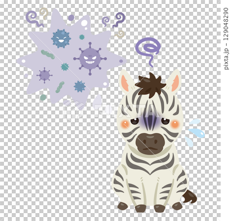 Illustration of a sick zebra Illustration of a sick zebra 129048290