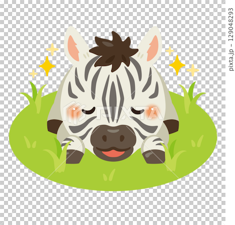 Illustration of a zebra relaxing in the grassland Illustration of a zebra relaxing in the grassland 129048293