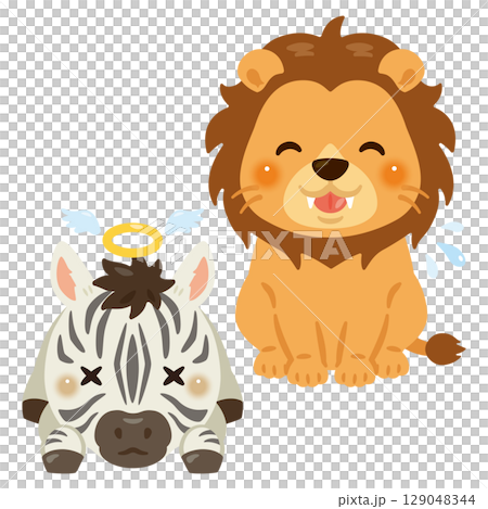 狩りをしたライオンのイラスト 129048344