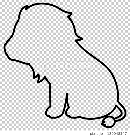 Line drawing of a sitting lion 129048347