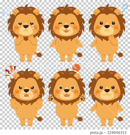 獅子人物插圖臉部表情集 獅子人物插圖臉部表情集 129048351