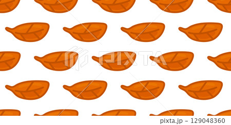 Seamless Orange Autumn Leaf Pattern 129048360