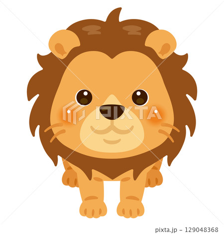 正面から見たライオンのイラストのイラスト素材 [129048368] - PIXTA