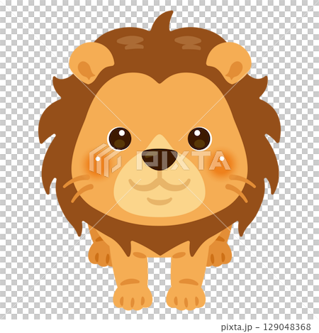 正面から見たライオンのイラストのイラスト素材 [129048368] - PIXTA