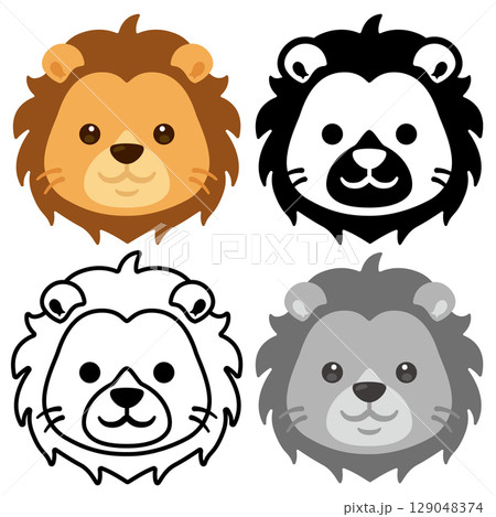 ライオンの顔アイコンセット 129048374