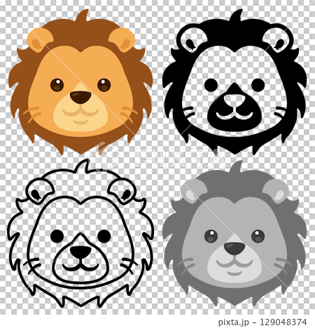 ライオンの顔アイコンセット 129048374