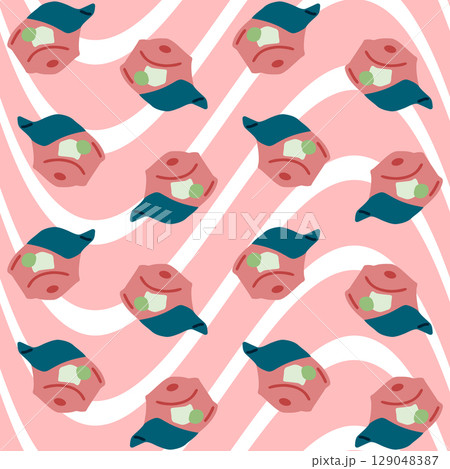 Seamless Baseball Cap Pattern Design Seamless Baseball Cap Pattern Design 129048387