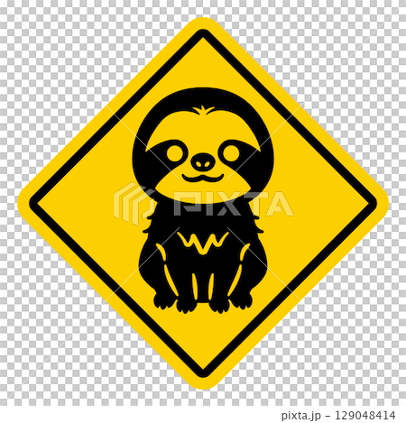 Sloth caution sign illustration 129048414