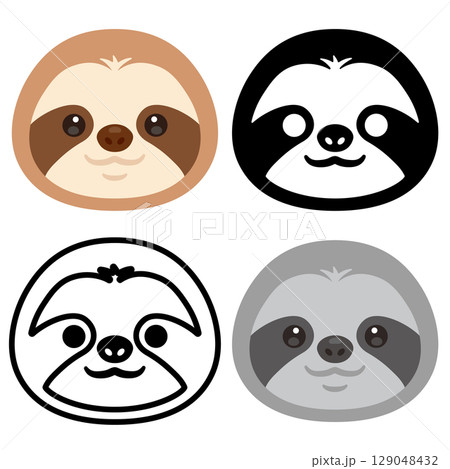 ナマケモノの顔アイコンセット ナマケモノの顔アイコンセット 129048432