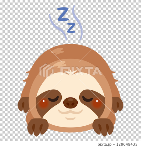 Illustration of a sloth sleeping face down 129048435