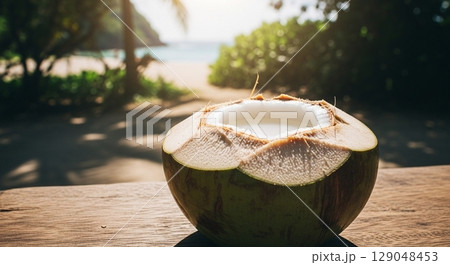 夏の思い出と美味しいヤシの実 夏の思い出と美味しいヤシの実 129048453